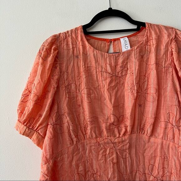 Anthropologie Amadi Nika Orange Embroidered Blouse - Picture 3 of 6